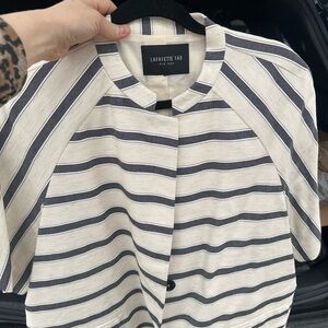 Lafayette 148 New York Striped Blazer in Cream and Black